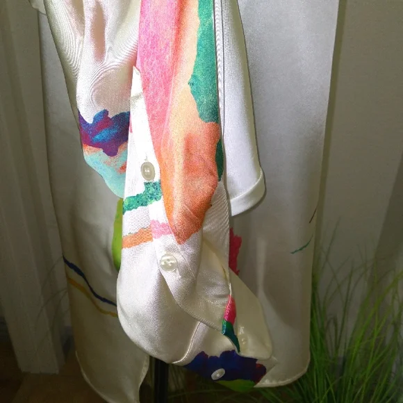 H&M STUDIO 2020 Women's MultiColor Abstract Print Long Sleeve Blouse- Size S - Picture 6 of 14